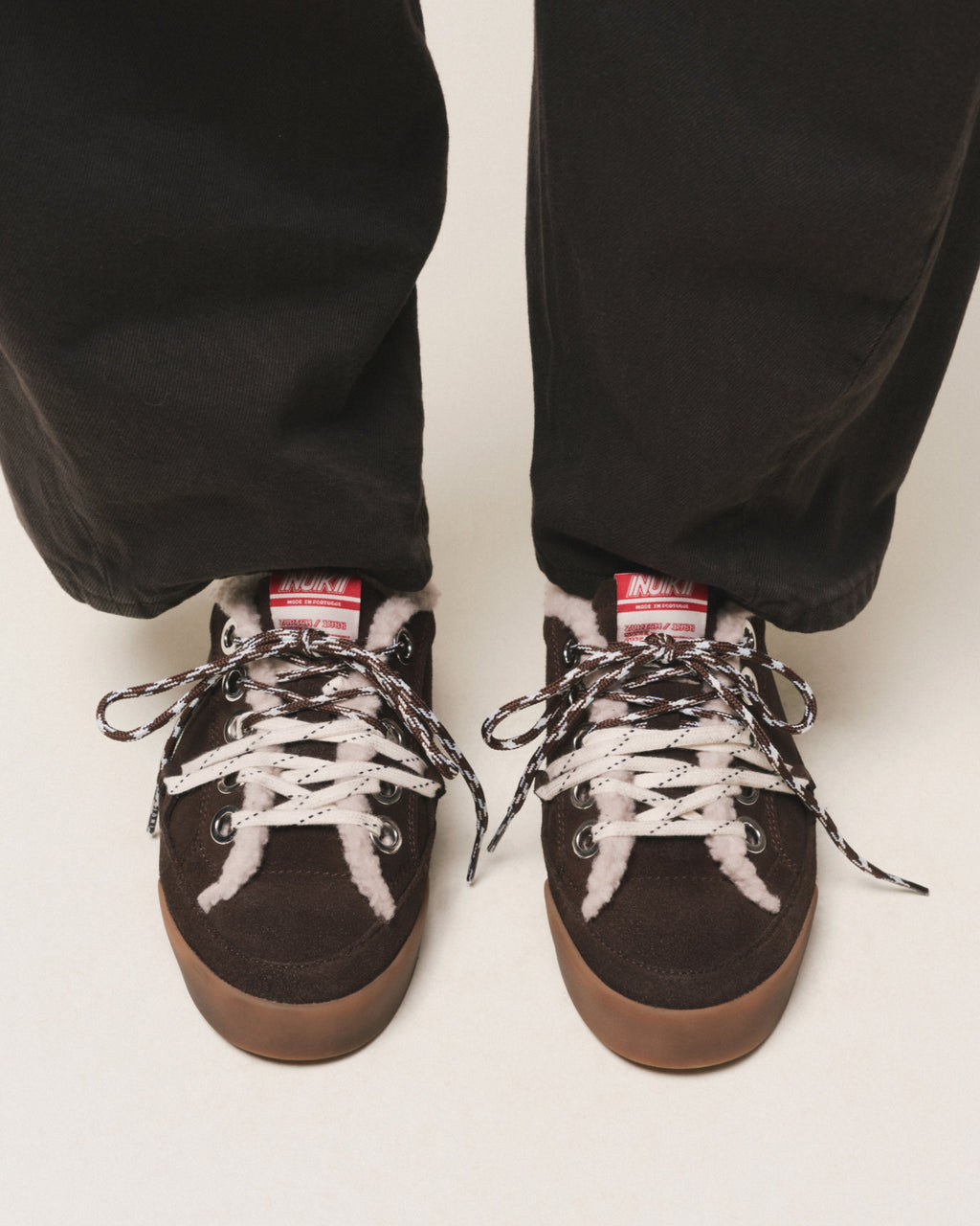 Sneakers Inuikii Tessa in scamosciato con fodera in lana, colore Marrone scuro, immagine 4 di 8