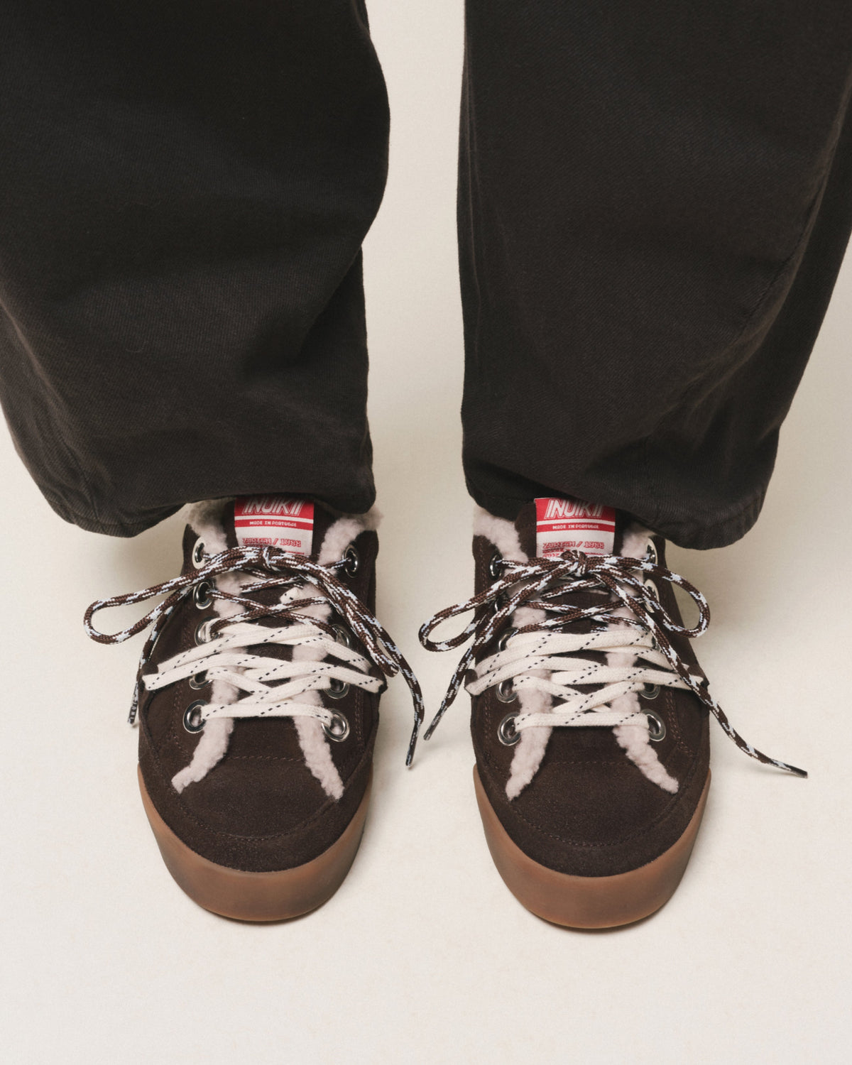 Sneakers Inuikii Tessa in scamosciato con fodera in lana, colore Marrone scuro, immagine 4 di 8