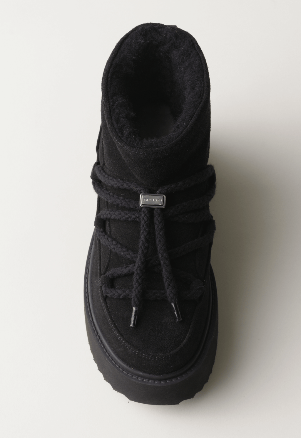 Sneakers con plateau Inuikii Classic Low Platform in pelle e lana, colore Nero, immagine 8 di 8
