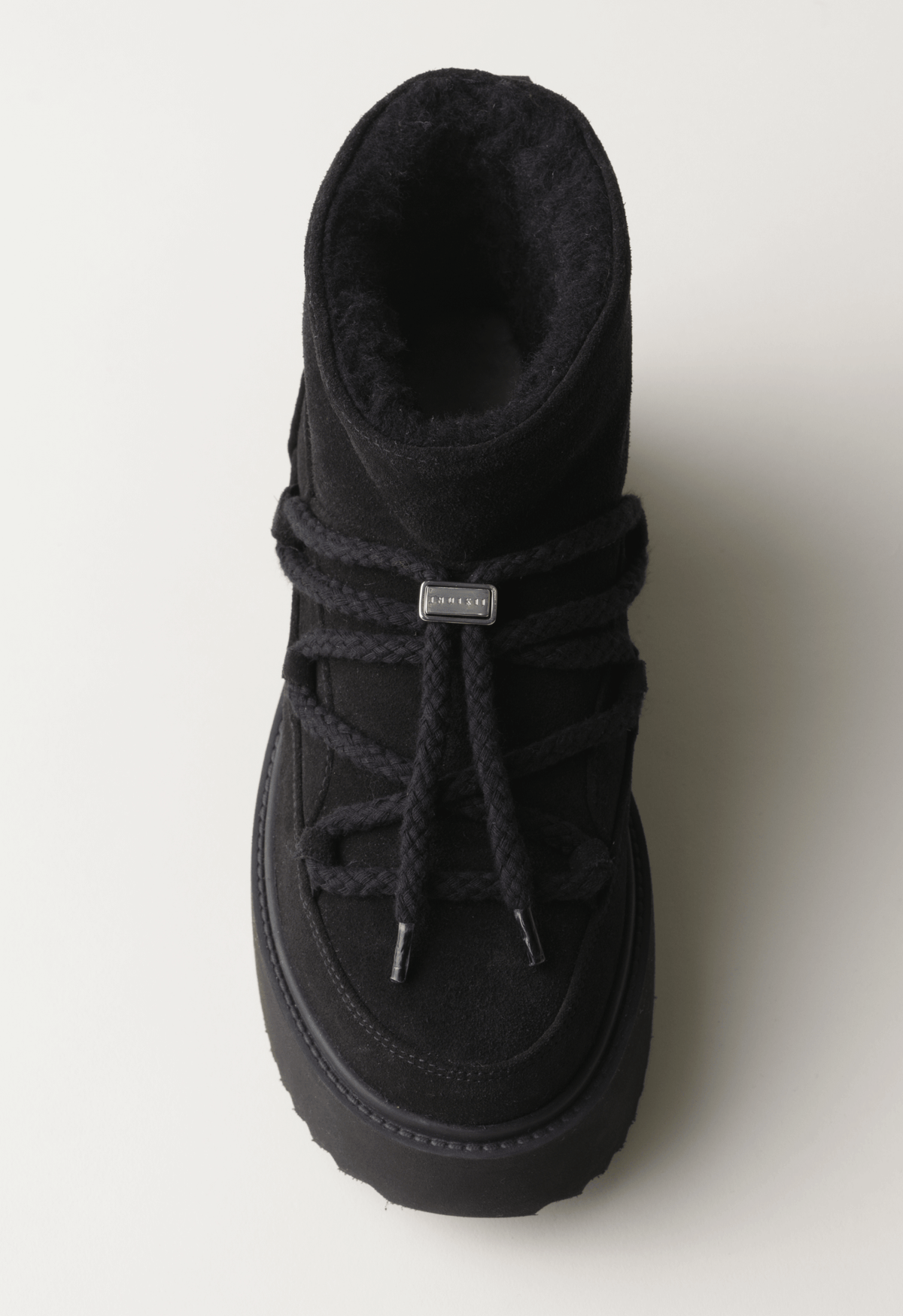 Sneakers con plateau Inuikii Classic Low Platform in pelle e lana, colore Nero, immagine 8 di 8