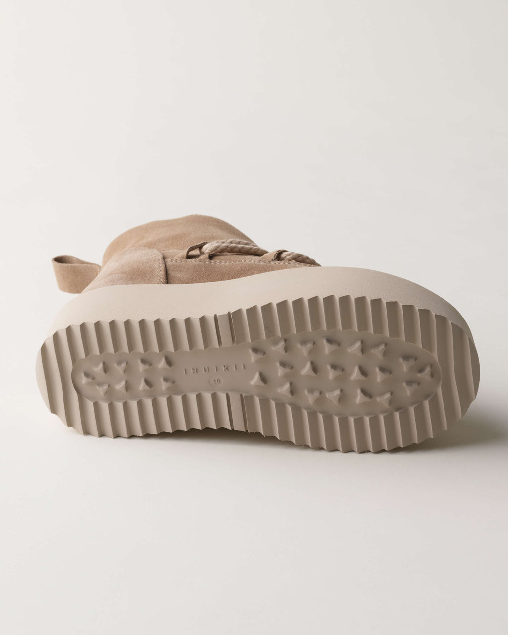 Sneakers con plateau Inuikii Classic Low Platform in pelle e lana, colore Beige, immagine 4 di 8