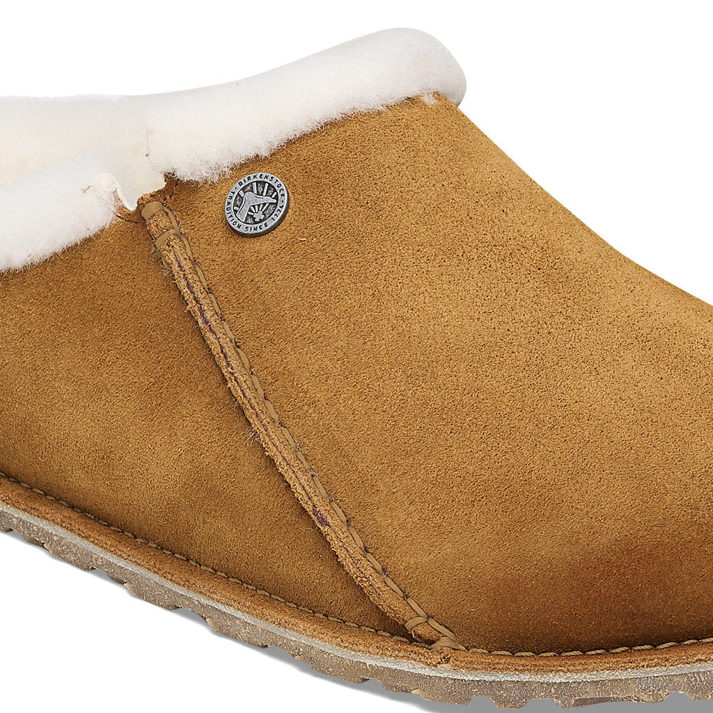 Pantofola in pelle scamosciata Birkenstock Zermatt Premium Shearling, colore Visone, dettaglio