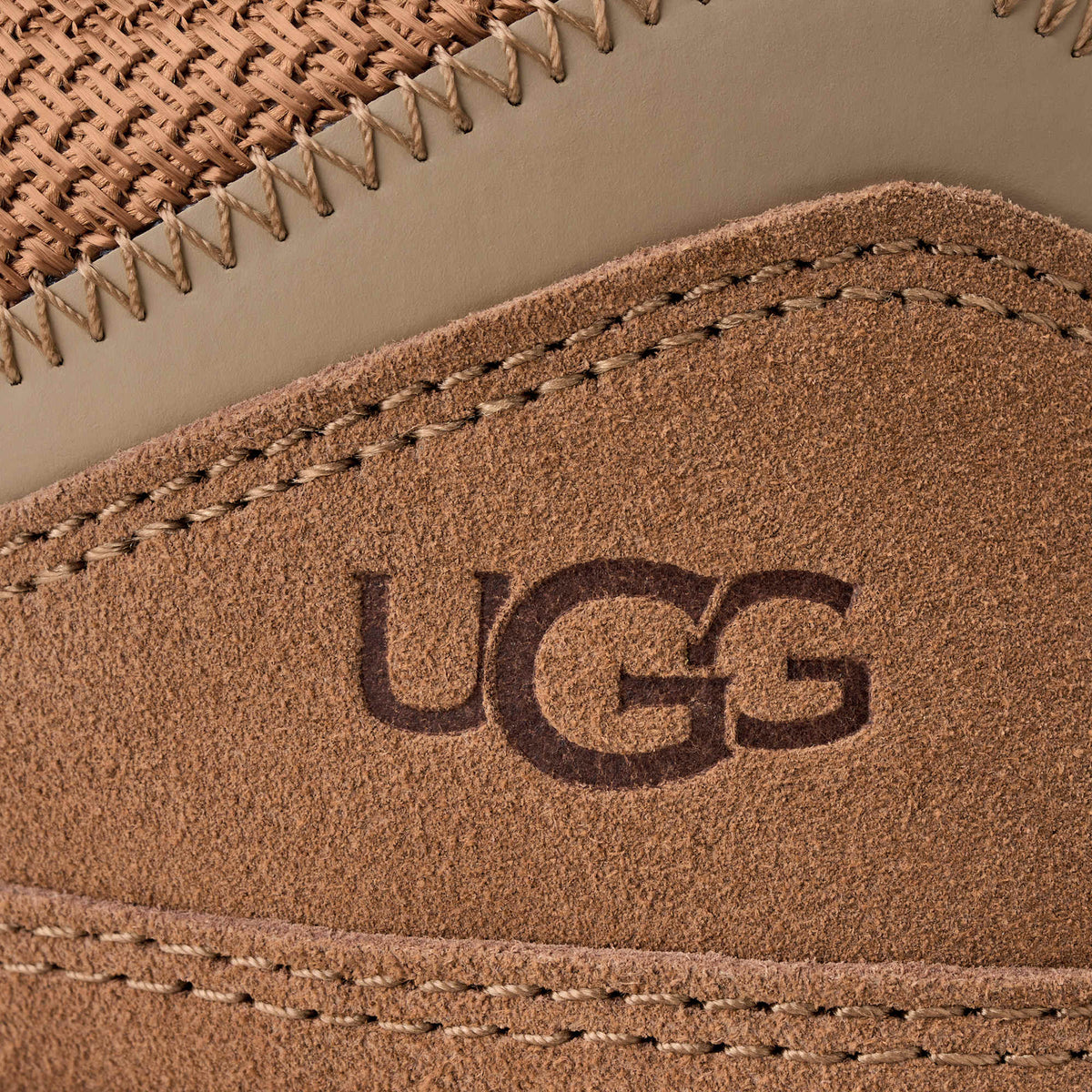 Sneakers basse UGG Lowmel in pelle scamosciata con inserti in rete, colore Chestnut, immagine 5 di 8