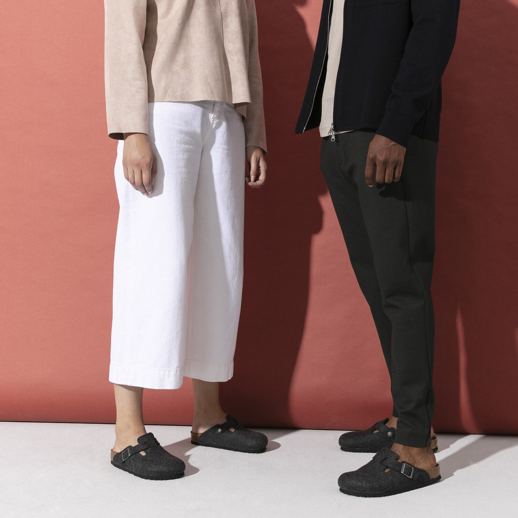 Zoccolo in feltro di lana Birkenstock Boston Wool, colore Antracite, dettaglio 2