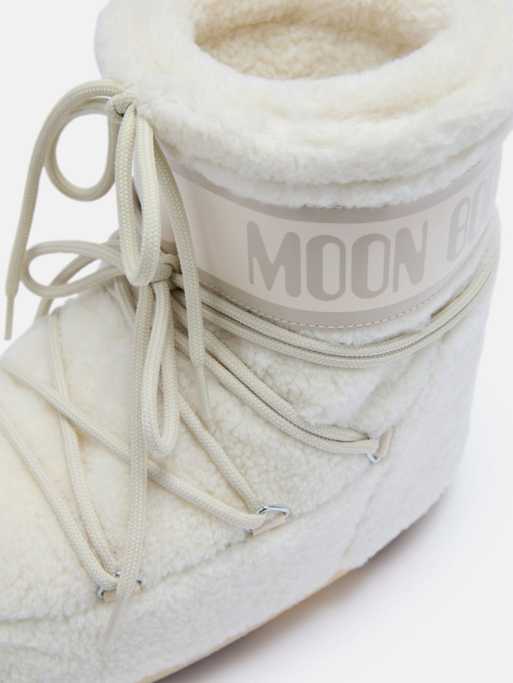 Doposci basso in pile Moon Boot Icon Low Fleece, colore Ghiaccio (crema), immagine 3 di 5