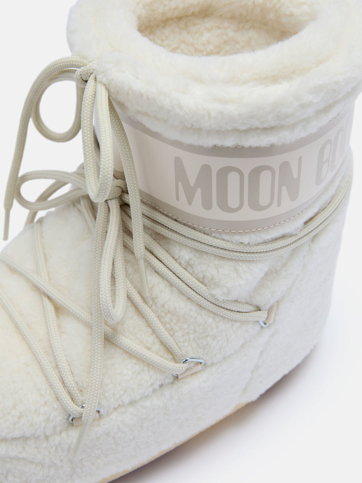 Doposci basso in pile Moon Boot Icon Low Fleece, colore Ghiaccio (crema), immagine 3 di 5