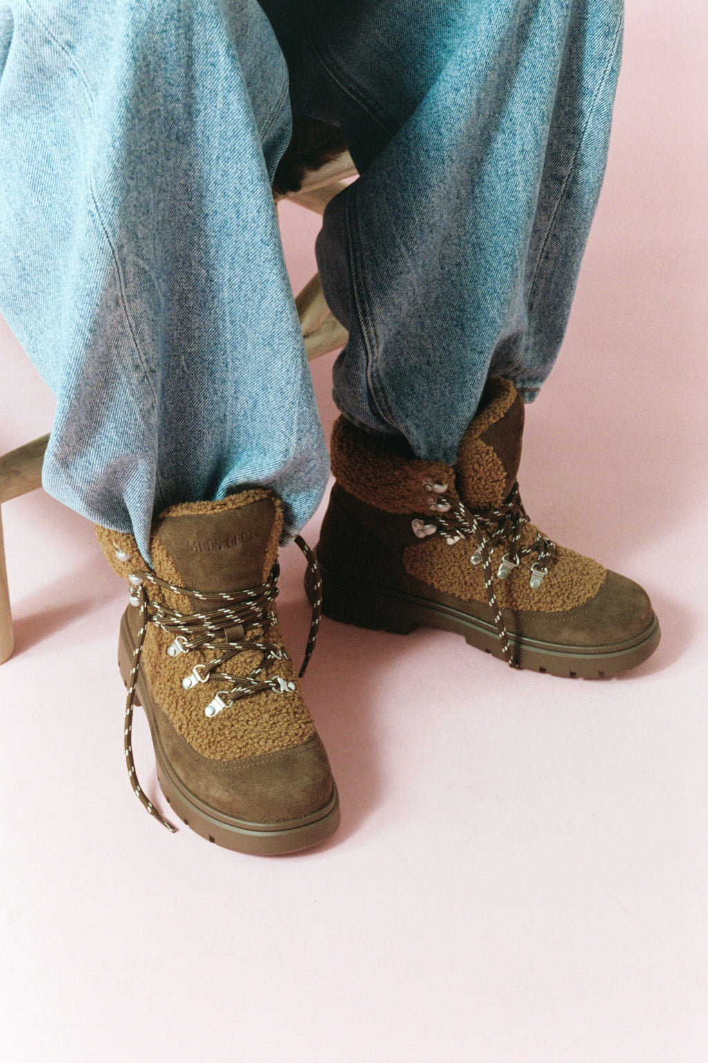 Anfibio Moon Boot Combat Boot Fleece in scamosciato bovino e fleece, colore Cocoa/Cognac, immagine 5 di 5