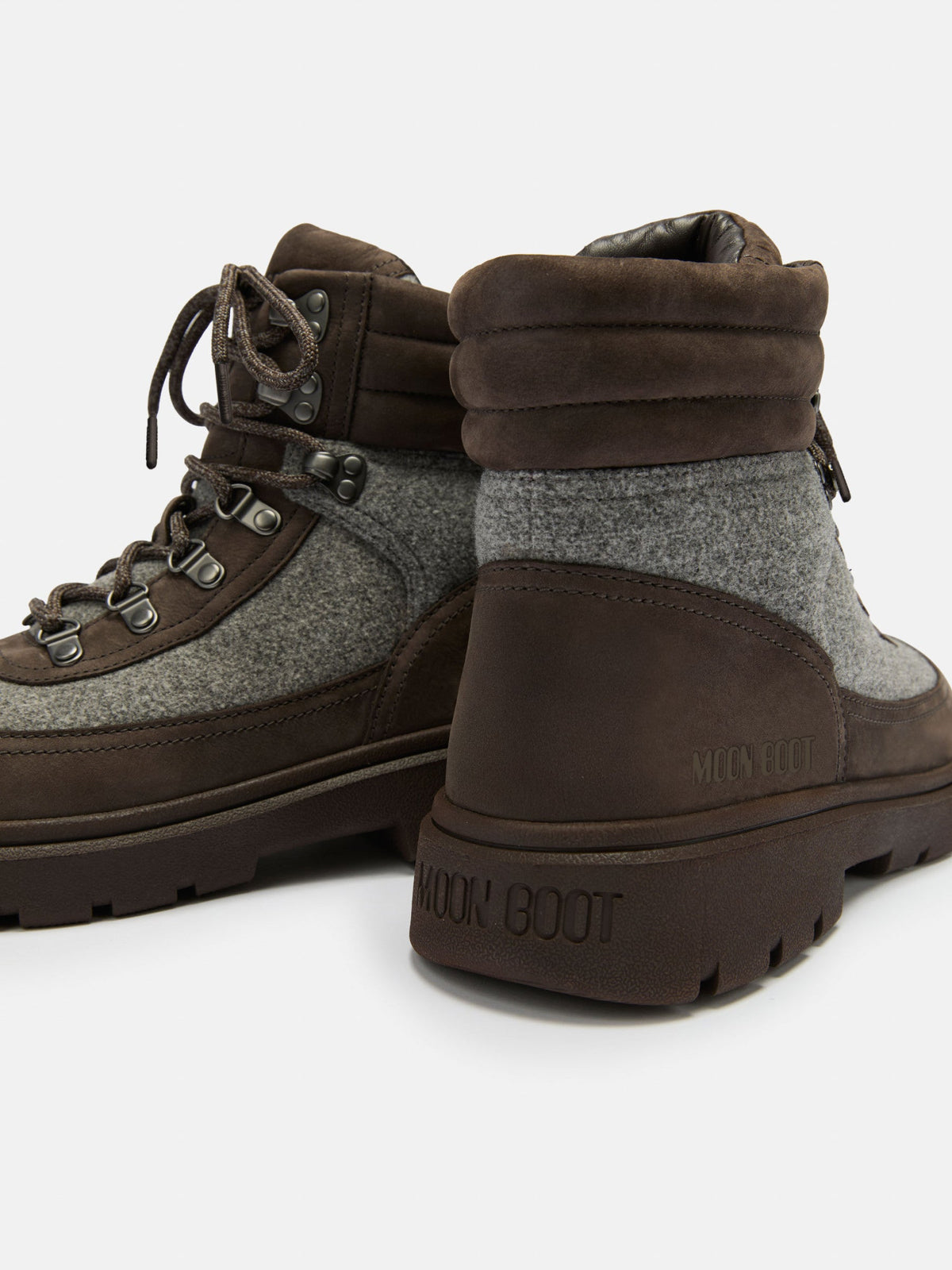 Anfibio in nubuck e feltro Moon Boot Combat Boot Felt, colore Cacao/Grigio, immagine 3 di 4