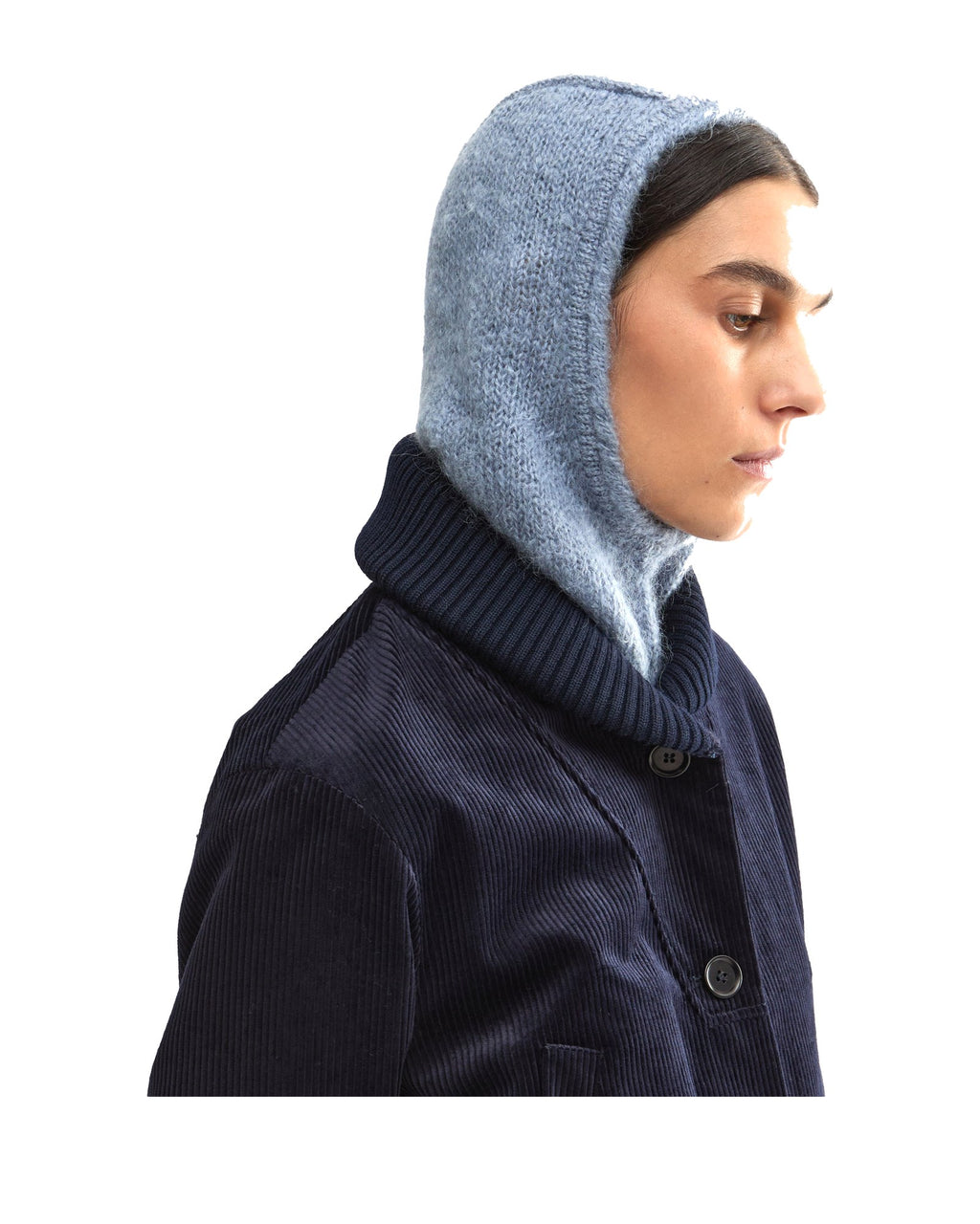 Aspesi balaclava in mohair e lana, colore azzurro, immagine 4 di 4