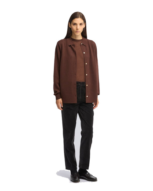 Aspesi maglia girocollo in lana merino, colore marrone, immagine 2 di 4