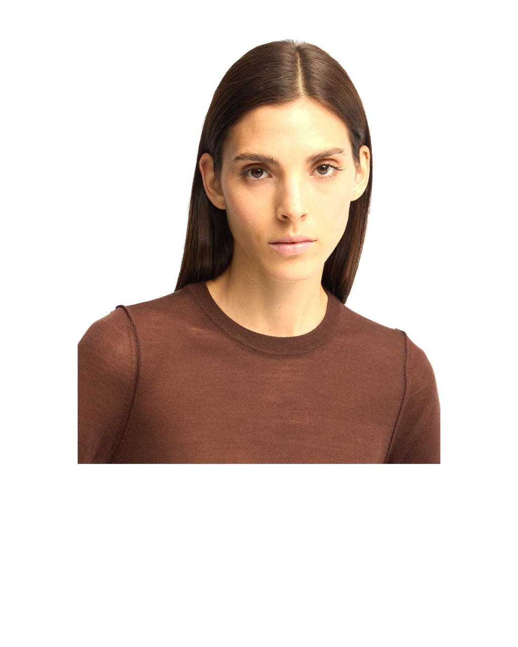 Aspesi maglia girocollo in lana merino, colore marrone, immagine 4 di 4