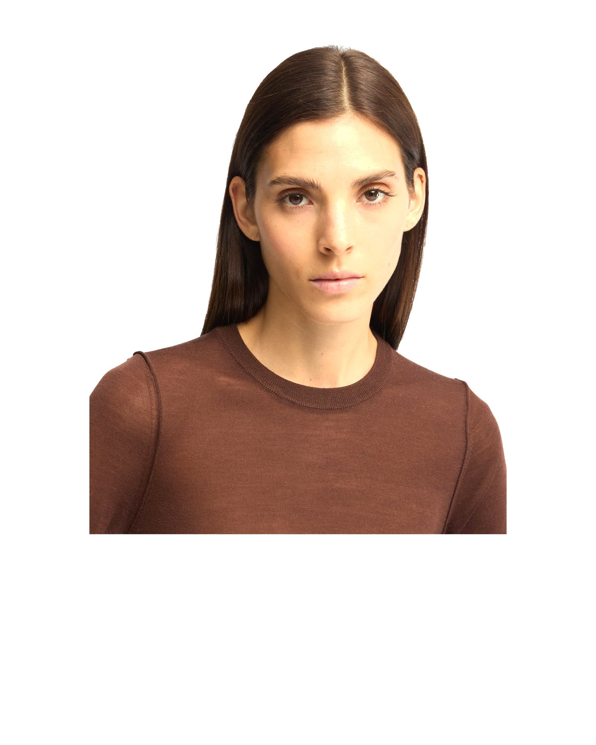 Aspesi maglia girocollo in lana merino, colore marrone, immagine 4 di 4