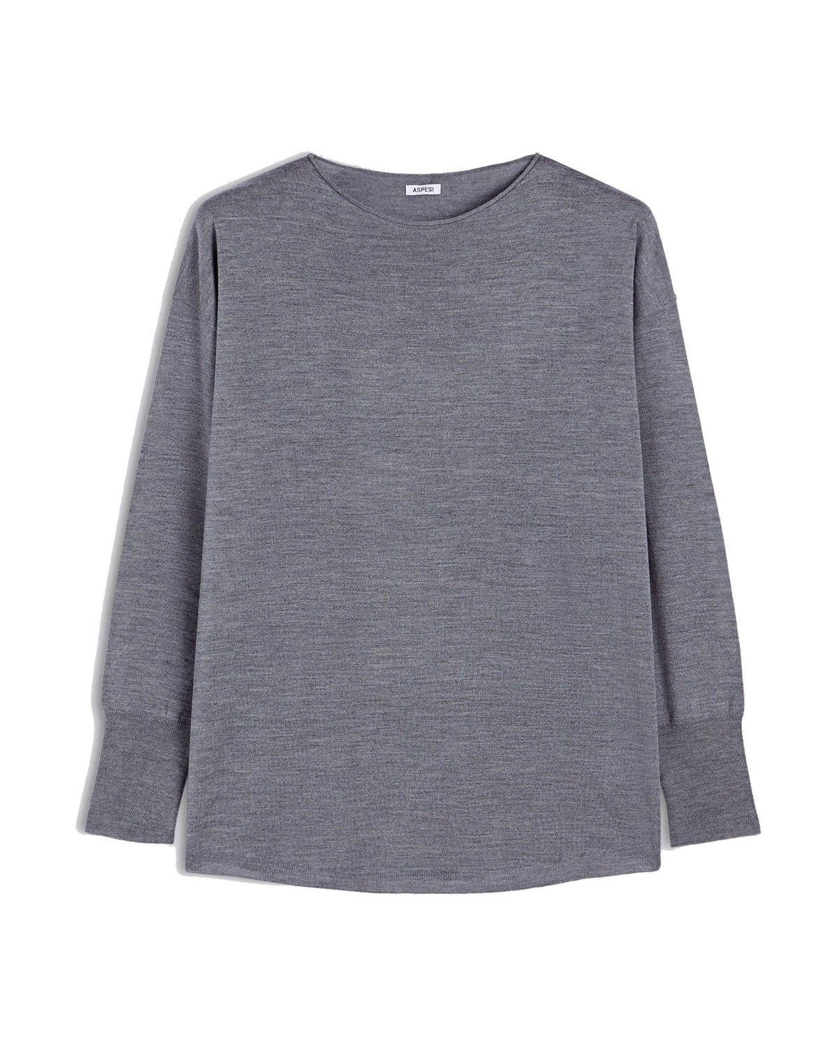 Aspesi maglia in lana merino con scollo a barca, colore grigio, vista principale