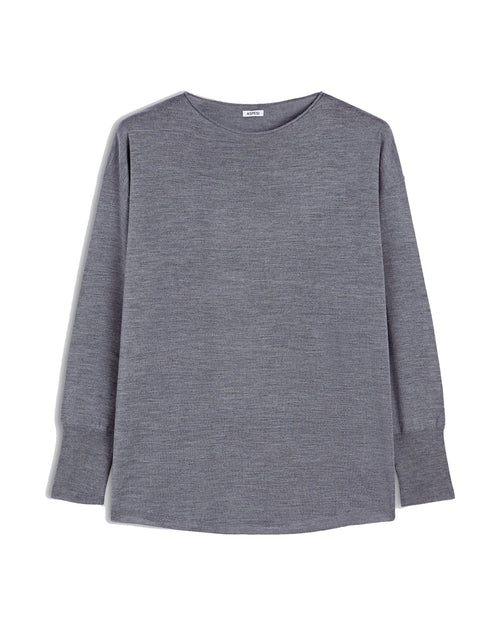 Aspesi maglia in lana merino con scollo a barca, colore grigio, vista principale