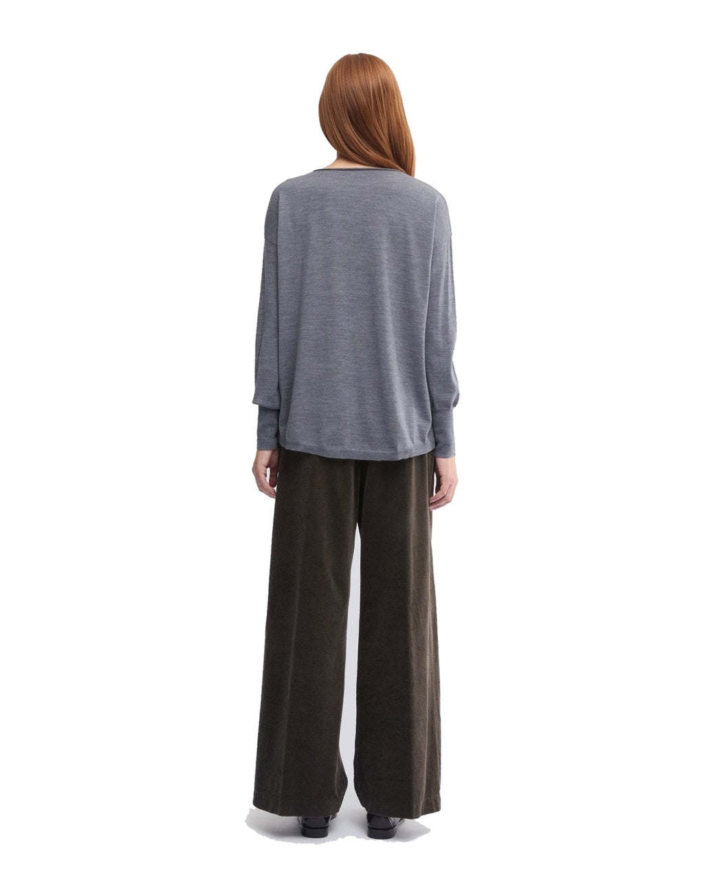 Aspesi maglia in lana merino con scollo a barca, colore grigio, immagine 3 di 4