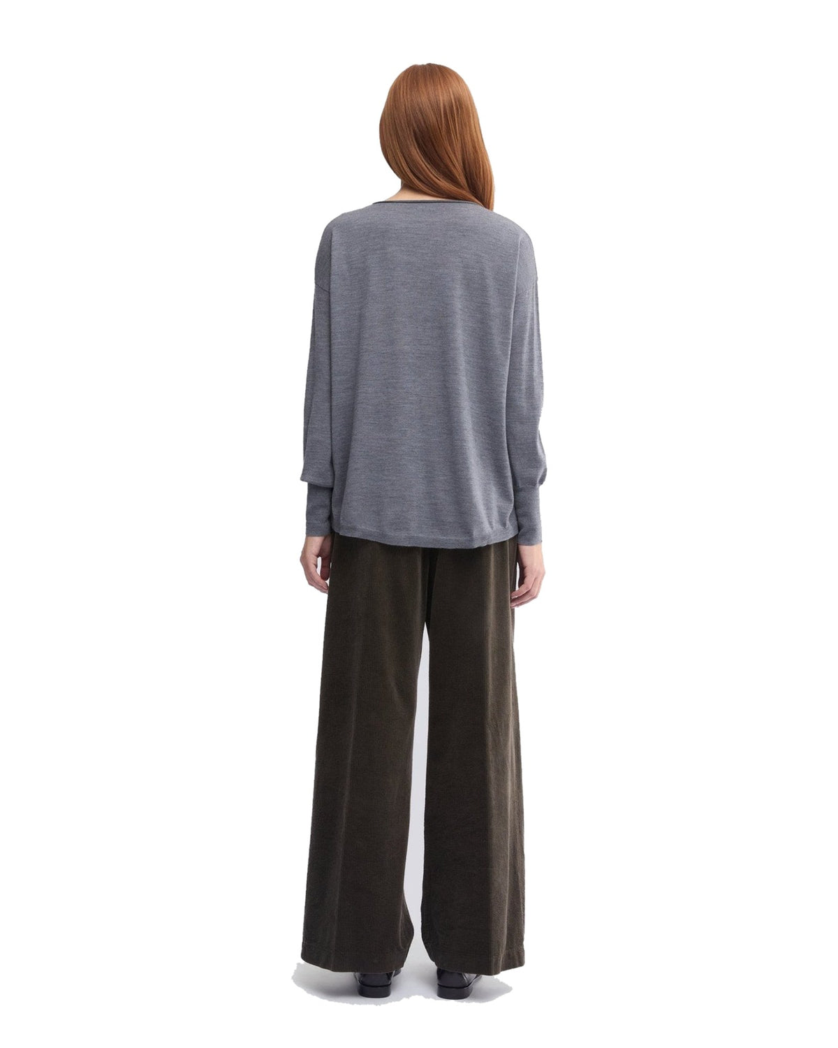 Aspesi maglia in lana merino con scollo a barca, colore grigio, immagine 3 di 4
