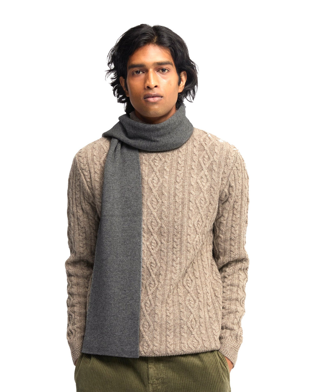 Aspesi sciarpa in lana, yak e cashmere, colore grigio, immagine 4 di 4