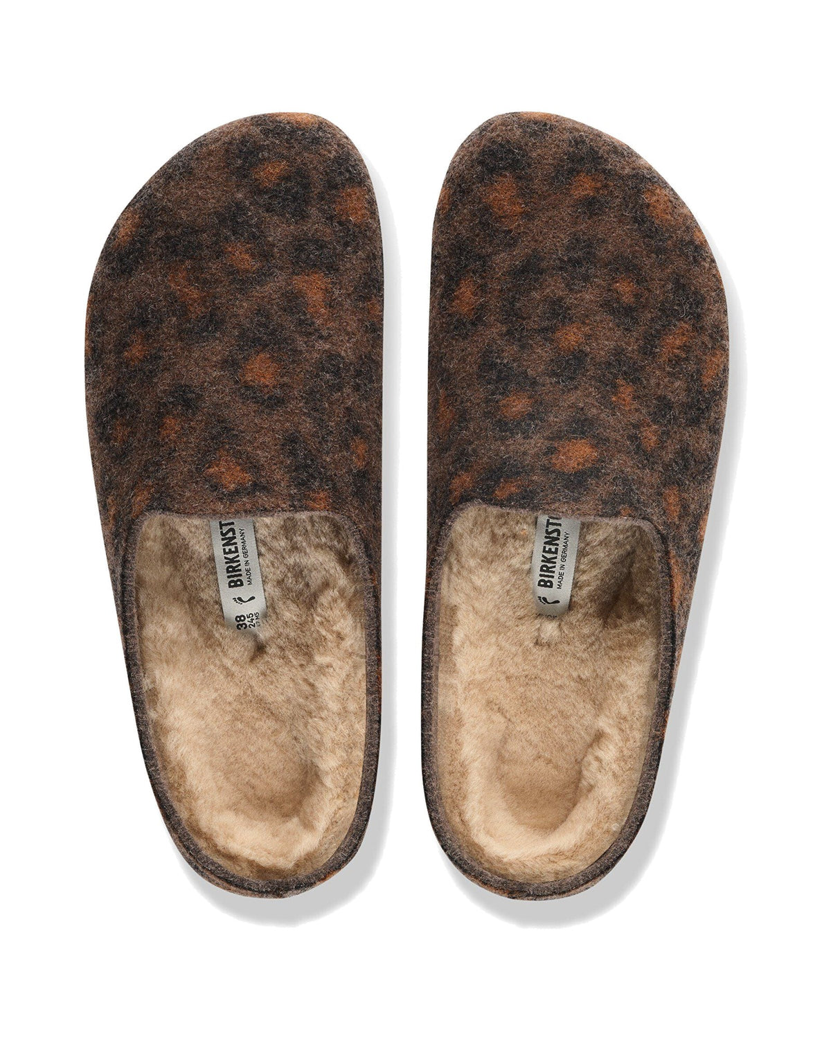 Pantofola chiusa in feltro Birkenstock Amsterdam Wrapped Shearling Felt, colore Leo Pepper, vista dall'alto