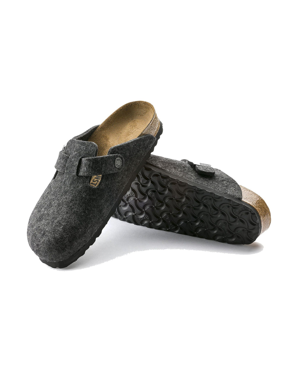 Zoccolo in feltro di lana Birkenstock Boston Wool, colore Antracite, suola