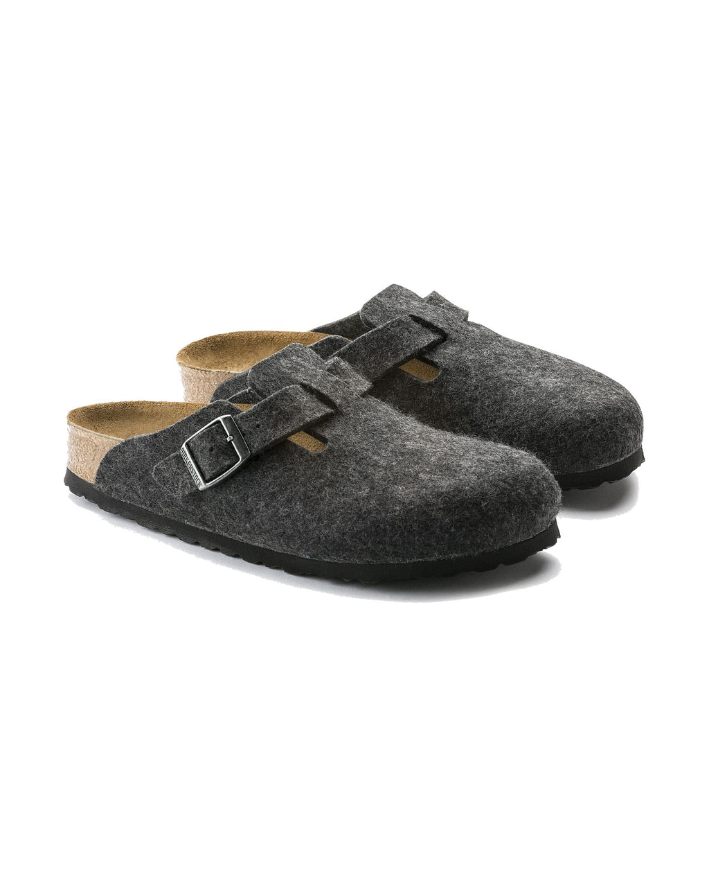 Zoccolo in feltro di lana Birkenstock Boston Wool, colore Antracite, coppia