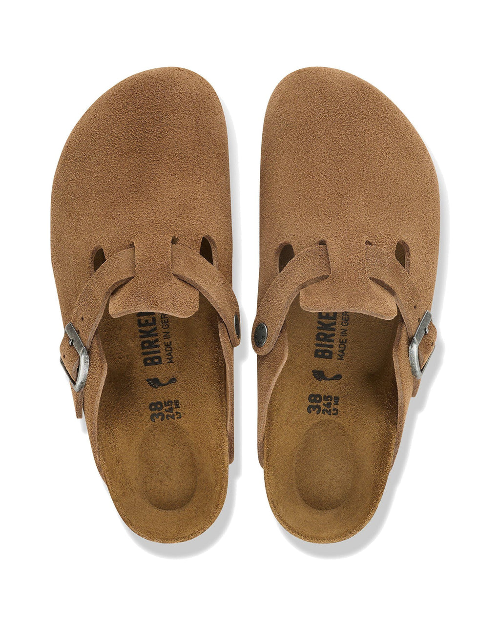 Zoccolo Birkenstock Boston Suede in pelle scamosciata, colore Dark Tea, vista dall'alto