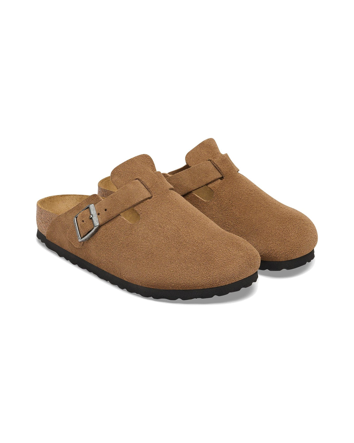Zoccolo Birkenstock Boston Suede in pelle scamosciata, colore Dark Tea, coppia