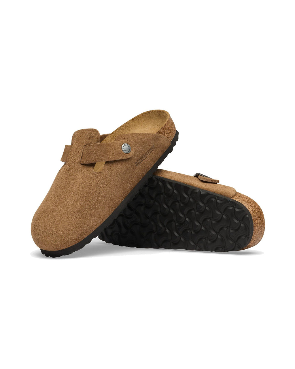 Zoccolo Birkenstock Boston Suede in pelle scamosciata, colore Dark Tea, suola