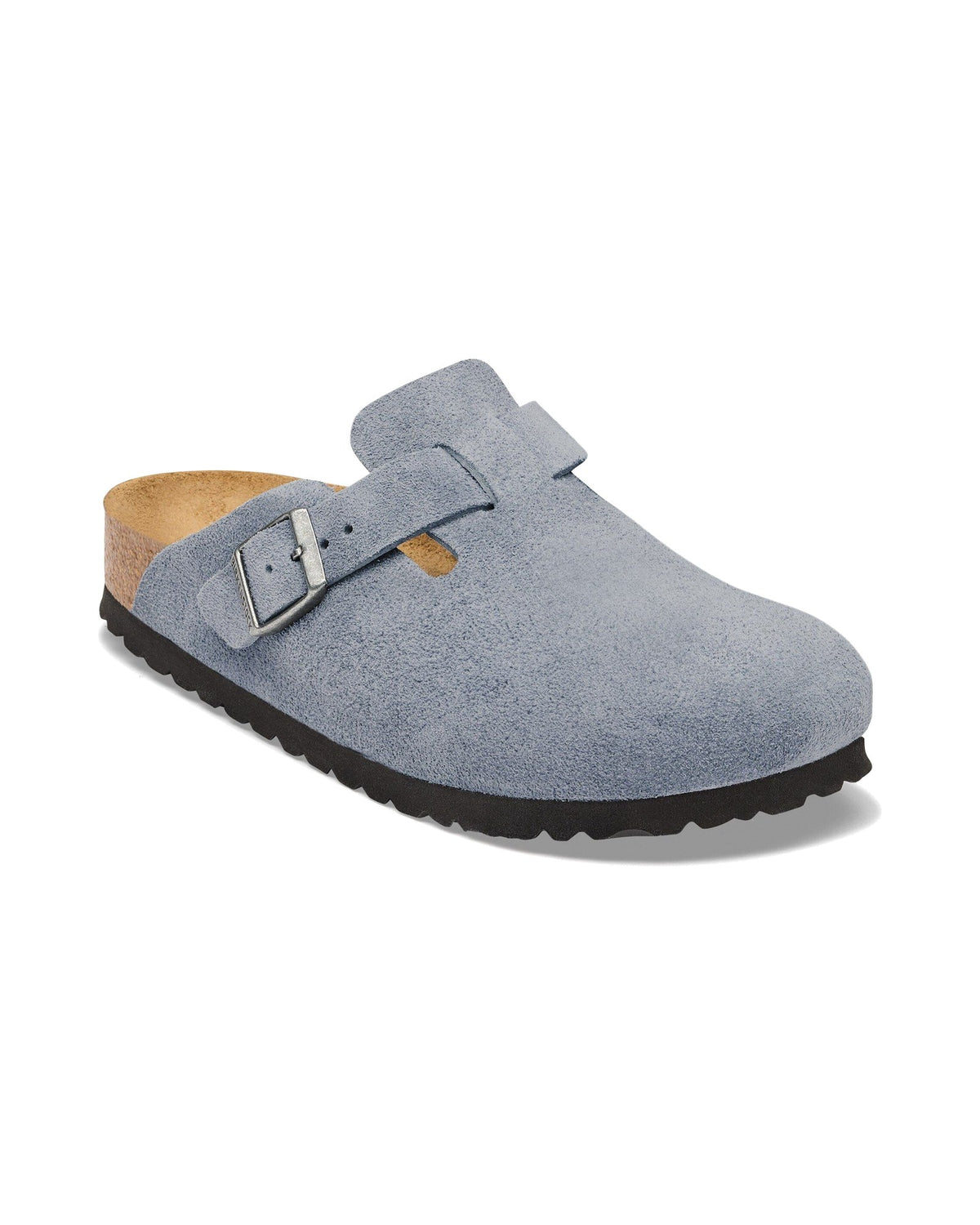 Zoccolo Birkenstock Boston Suede in pelle scamosciata, colore Stone Blue, vista principale