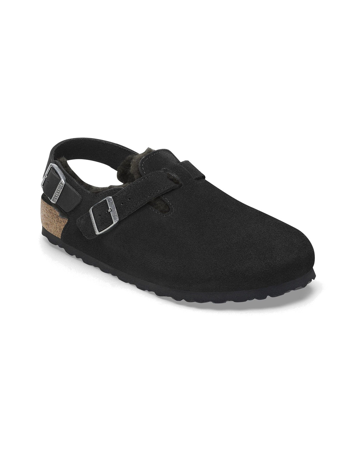 Zoccolo Birkenstock Tokio Shearling con cinturino al tallone, colore Nero, vista principale