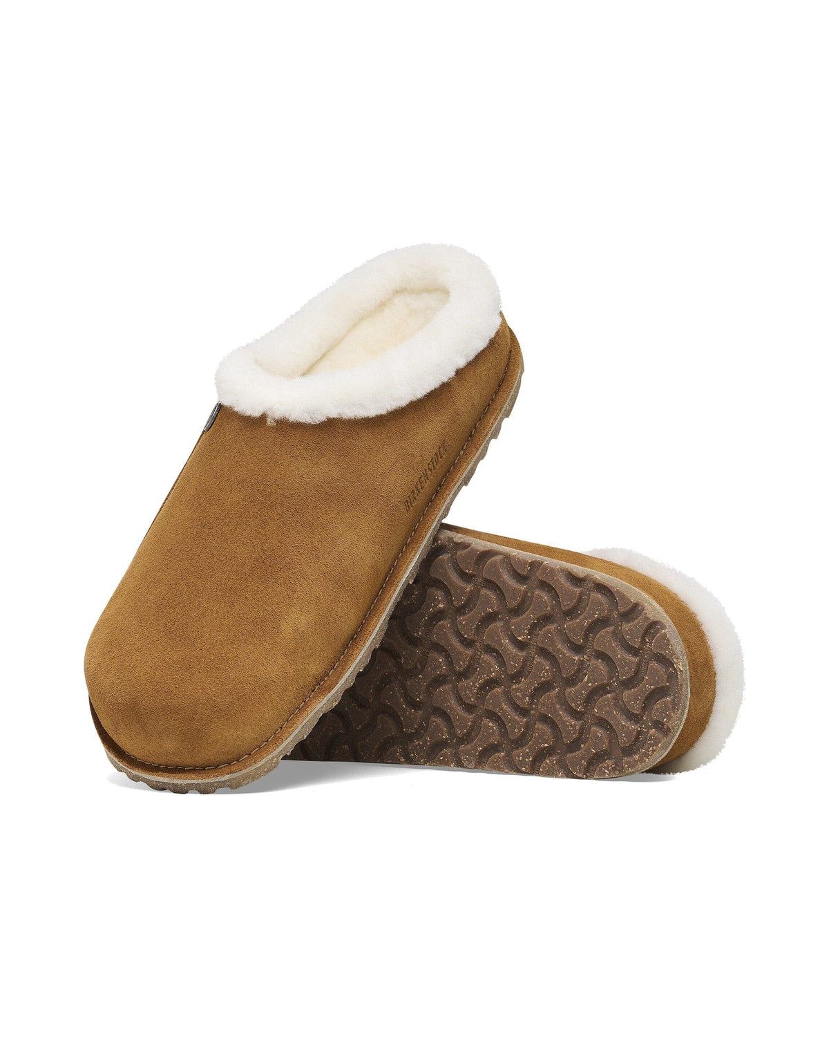 Pantofola in pelle scamosciata Birkenstock Zermatt Premium Shearling, colore Visone, suola