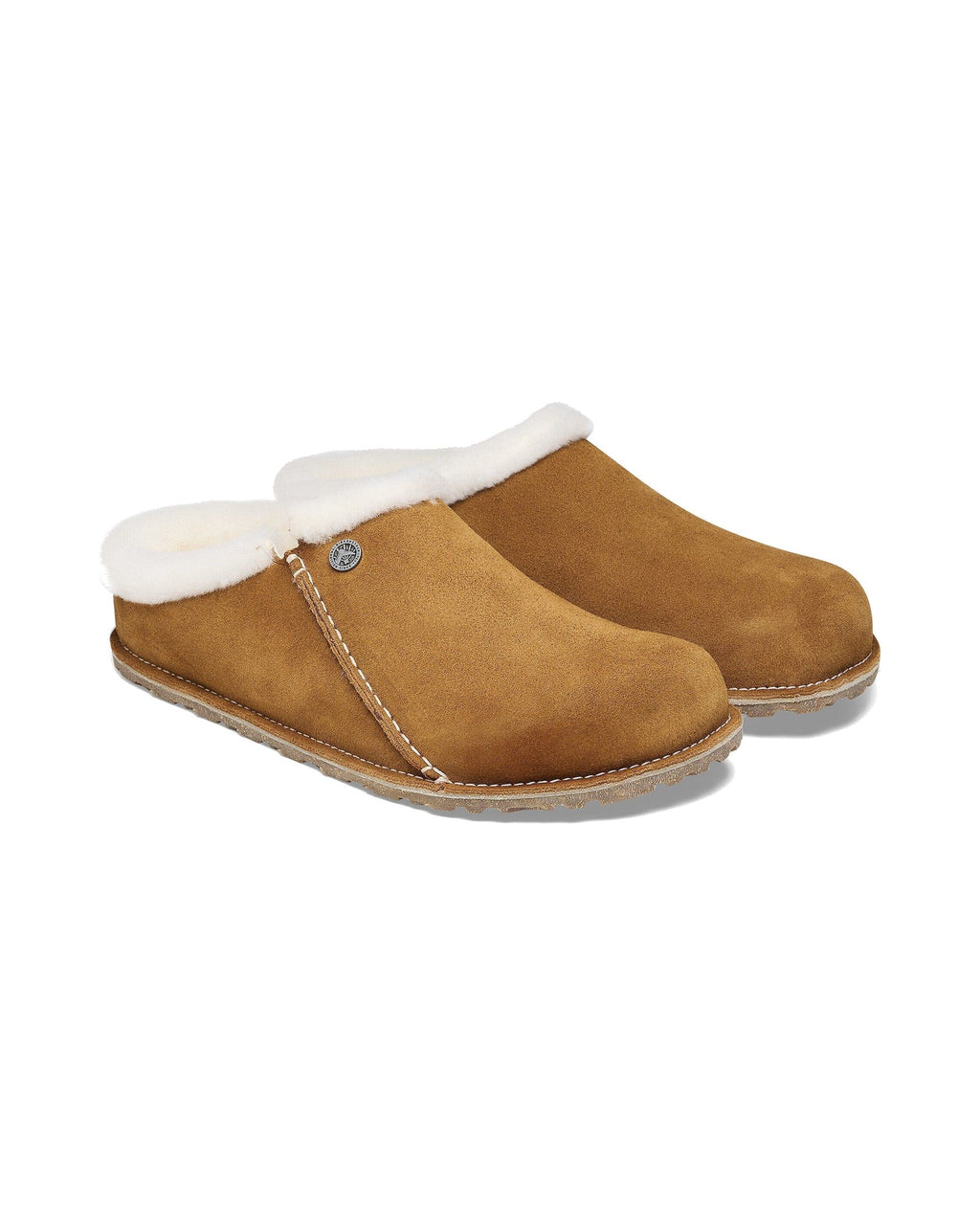 Pantofola in pelle scamosciata Birkenstock Zermatt Premium Shearling, colore Visone, coppia