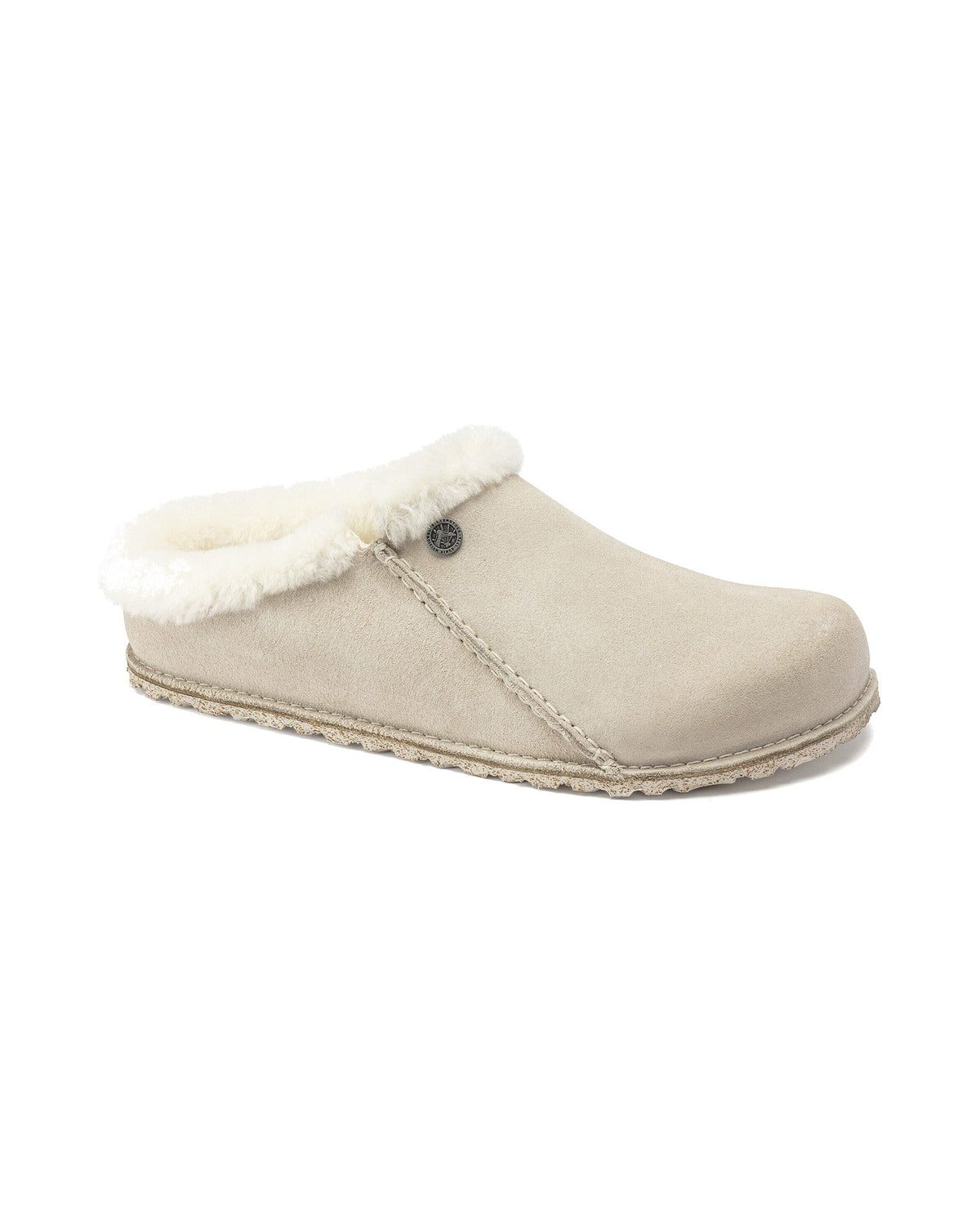 Pantofola in pelle scamosciata Birkenstock Zermatt Premium Shearling, colore Bianco antico, vista principale