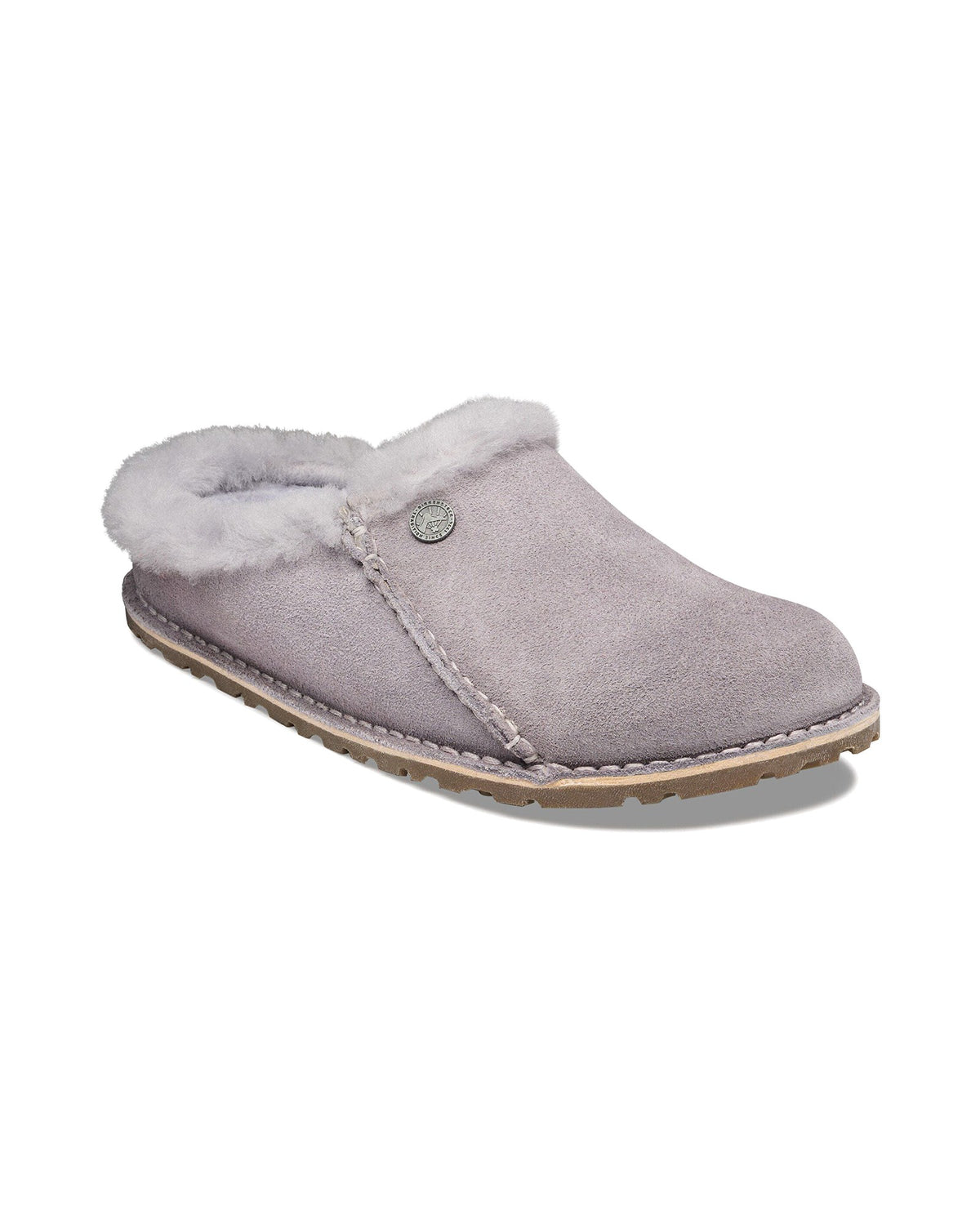 Pantofola in pelle scamosciata Birkenstock Zermatt Premium Shearling, colore Lavender Sky, vista principale