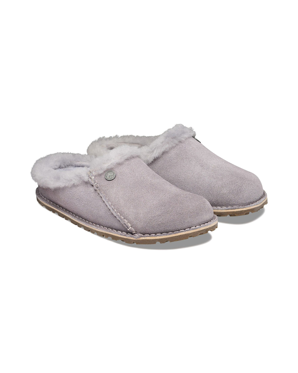 Pantofola in pelle scamosciata Birkenstock Zermatt Premium Shearling, colore Lavender Sky, coppia