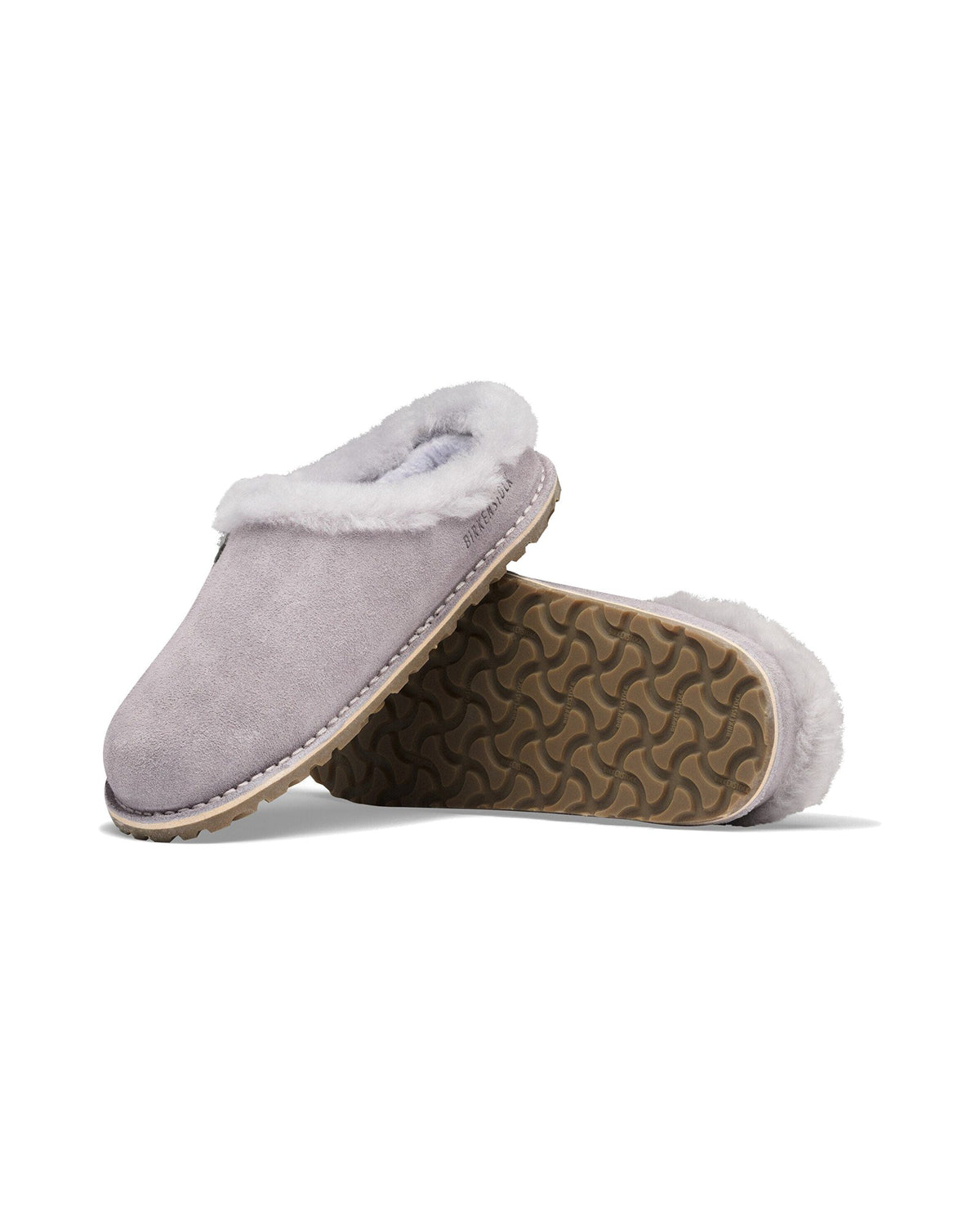 Pantofola in pelle scamosciata Birkenstock Zermatt Premium Shearling, colore Lavender Sky, suola