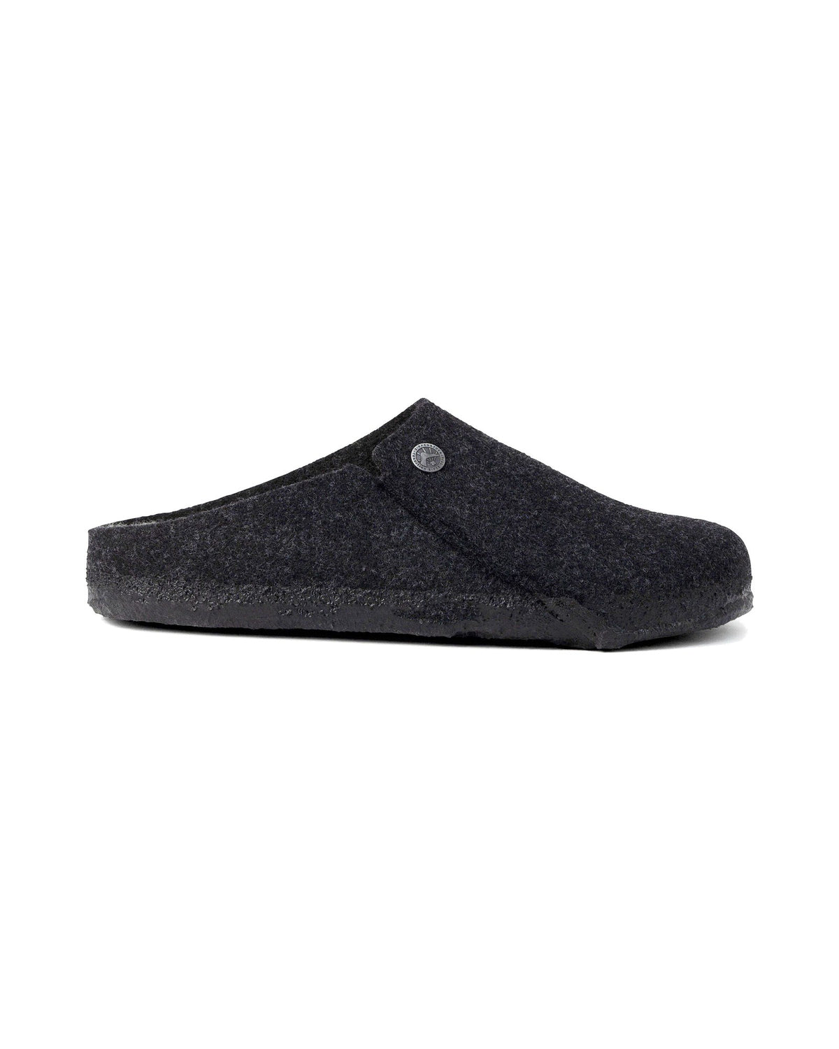 Pantofola in feltro di lana Birkenstock Zermatt Shearling Felt, colore Antracite, vista laterale