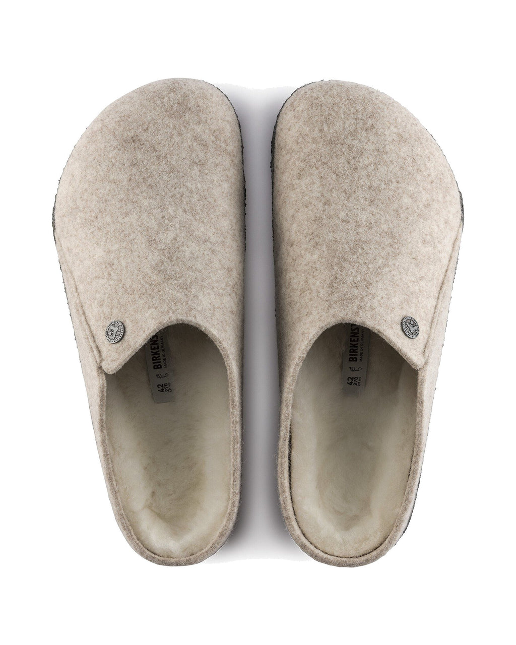 Pantofola in feltro di lana Birkenstock Zermatt Shearling Felt, colore Eggnog, vista dall'alto