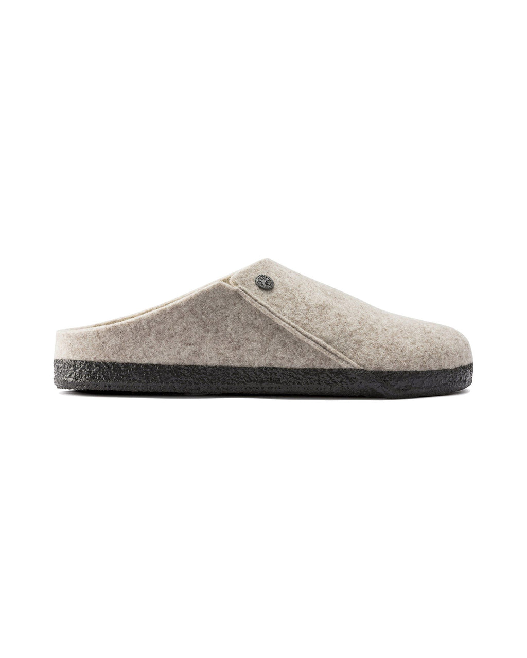 Pantofola in feltro di lana Birkenstock Zermatt Shearling Felt, colore Eggnog, vista laterale