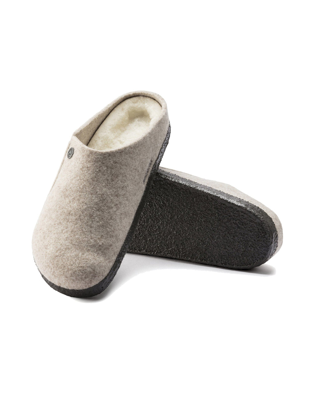 Pantofola in feltro di lana Birkenstock Zermatt Shearling Felt, colore Eggnog, suola