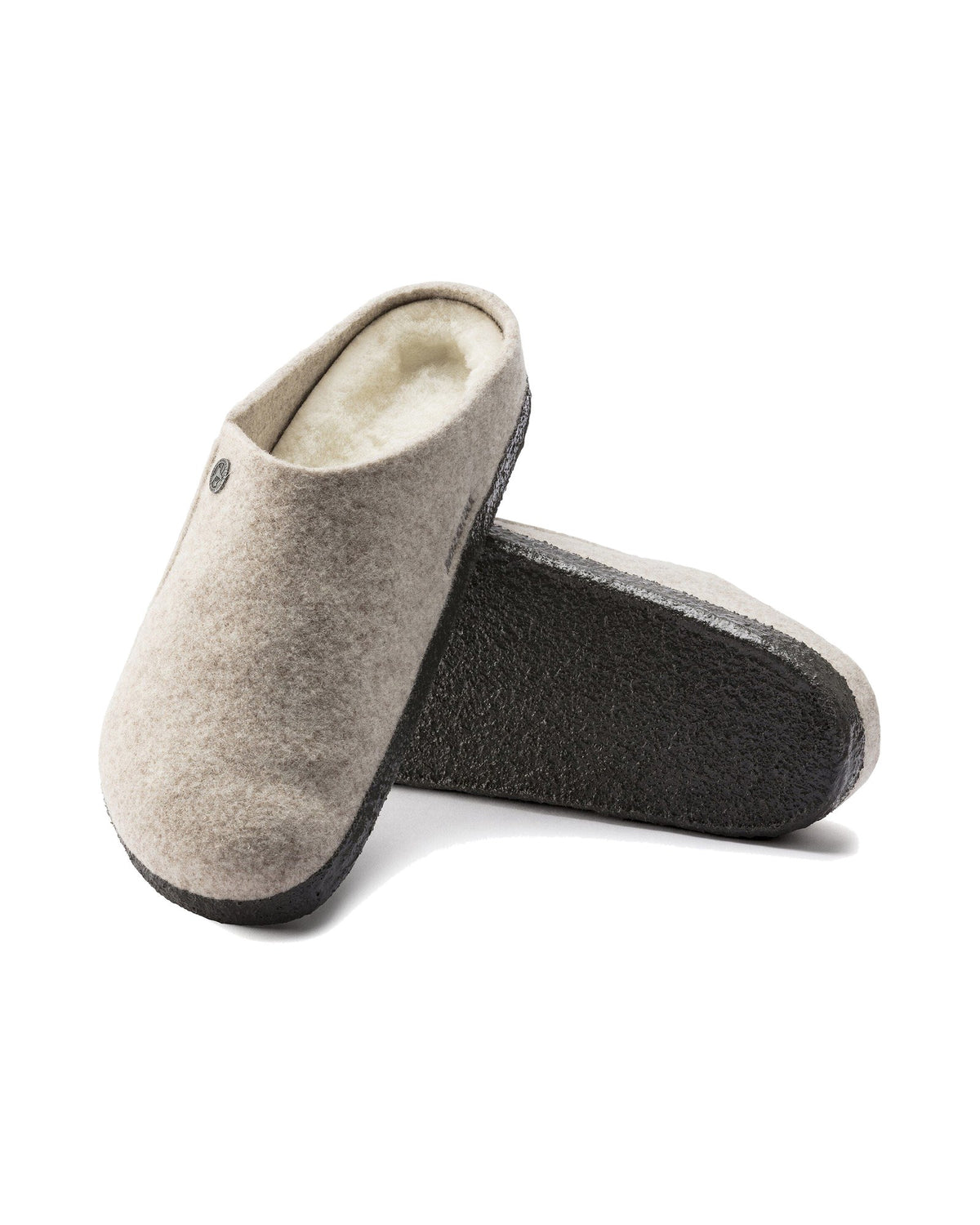 Pantofola in feltro di lana Birkenstock Zermatt Shearling Felt, colore Eggnog, suola