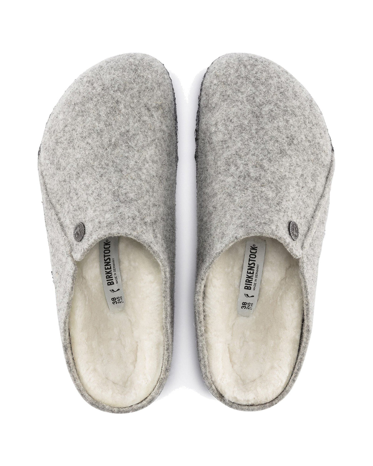 Pantofola in feltro di lana Birkenstock Zermatt Shearling Felt, colore Grigio chiaro, vista dall'alto