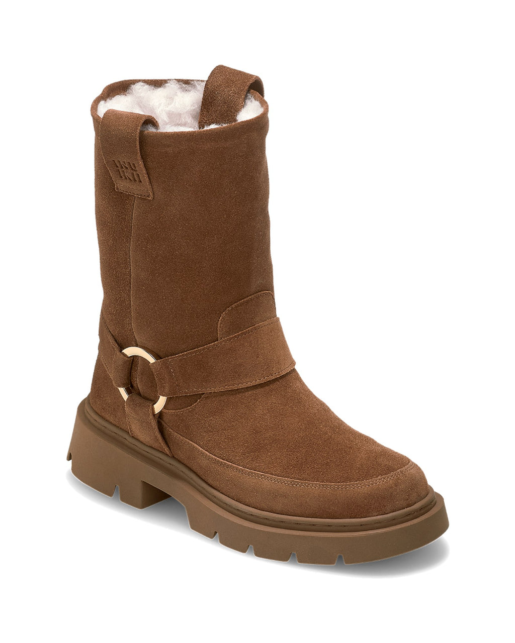 Stivaletto biker Inuikii Biker Wool in pelle con interno in lana, colore Marrone, vista principale