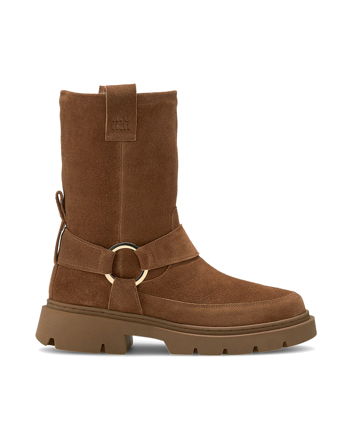 Stivaletto biker Inuikii Biker Wool in pelle con interno in lana, colore Marrone, immagine 3 di 4