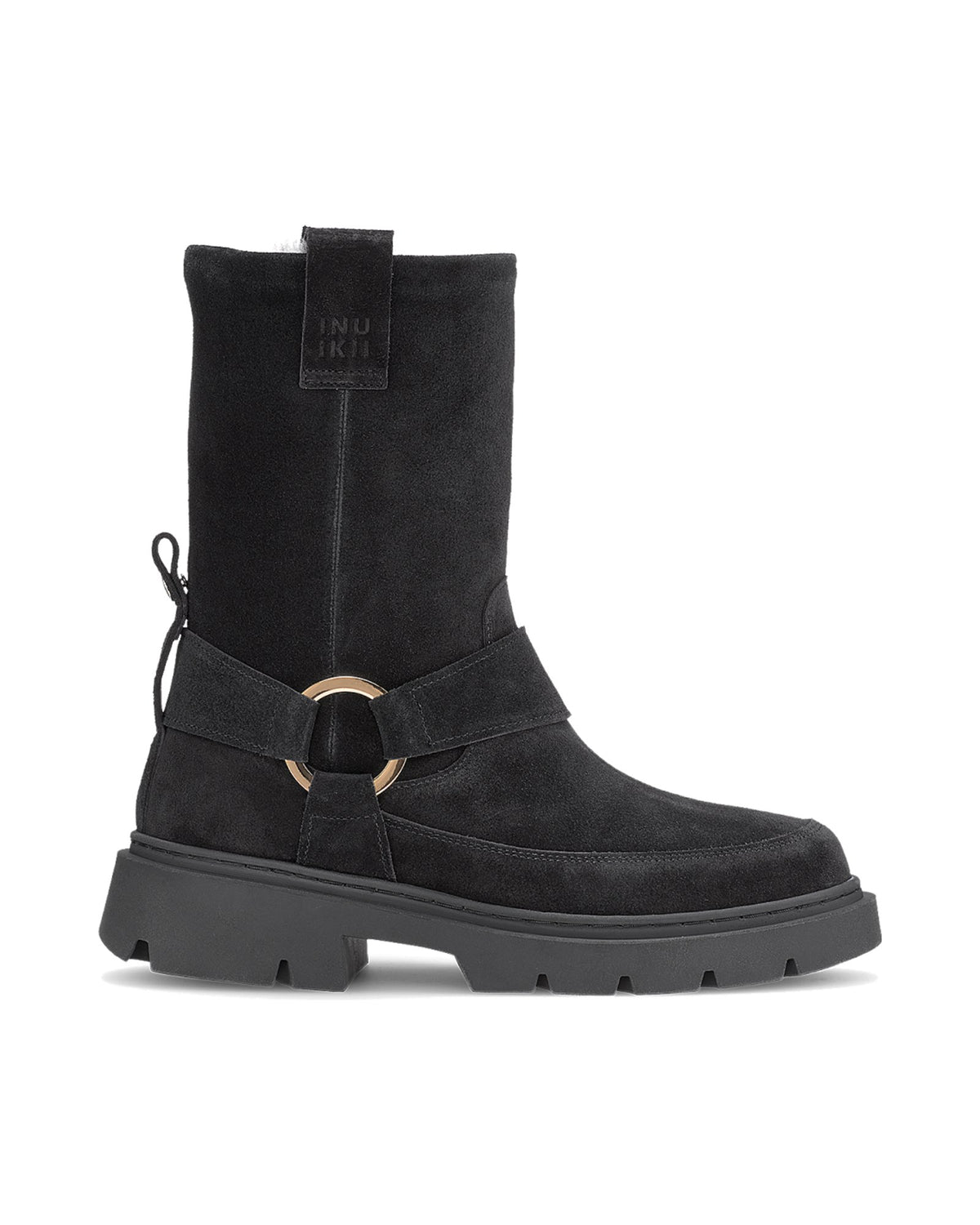 Stivaletto biker Inuikii Biker Wool in pelle con interno in lana, colore Nero, vista principale