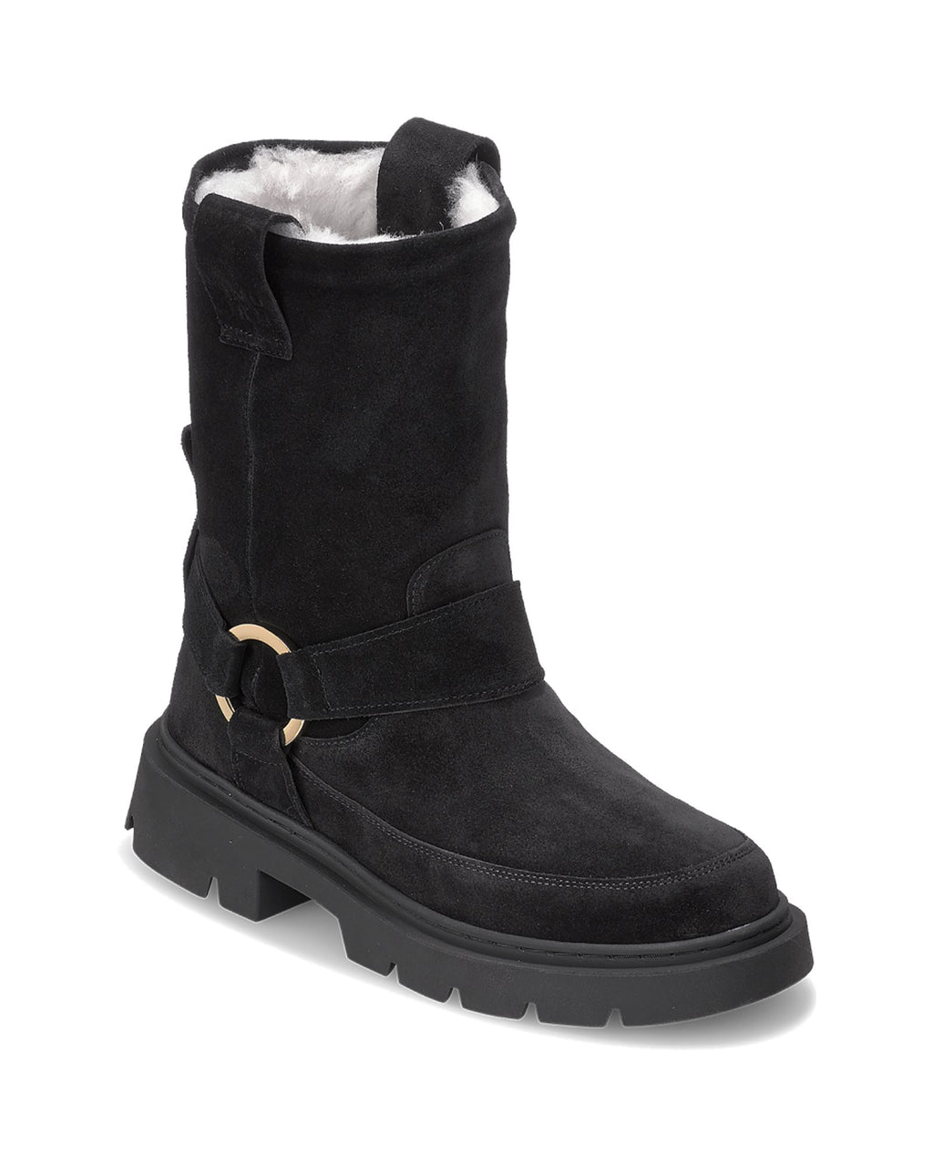 Stivaletto biker Inuikii Biker Wool in pelle con interno in lana, colore Nero, immagine 2 di 3