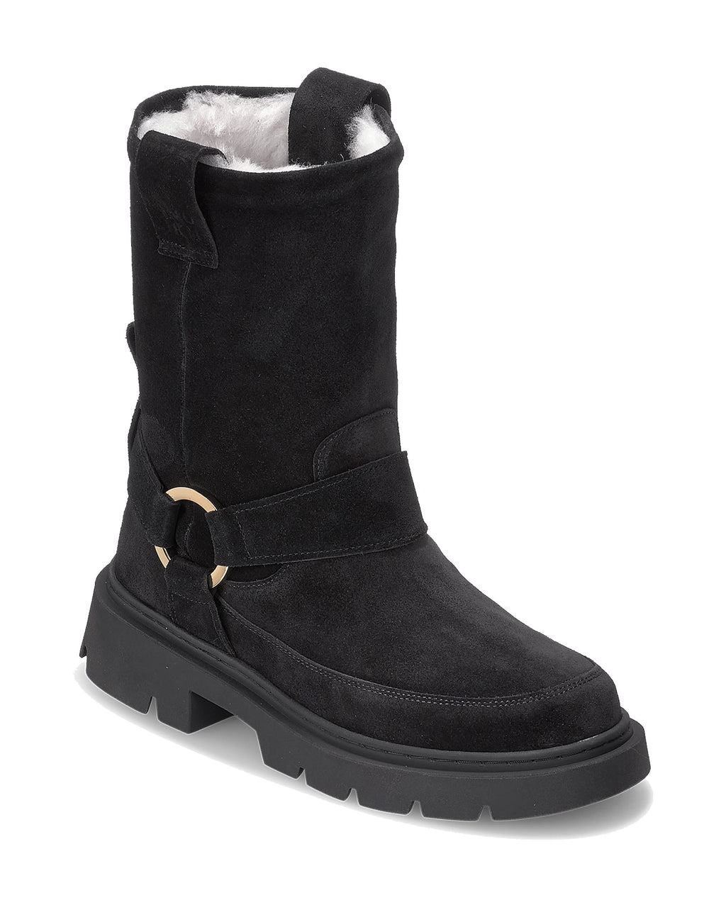 Stivaletto biker Inuikii Biker Wool in pelle con interno in lana, colore Nero, immagine 3 di 3