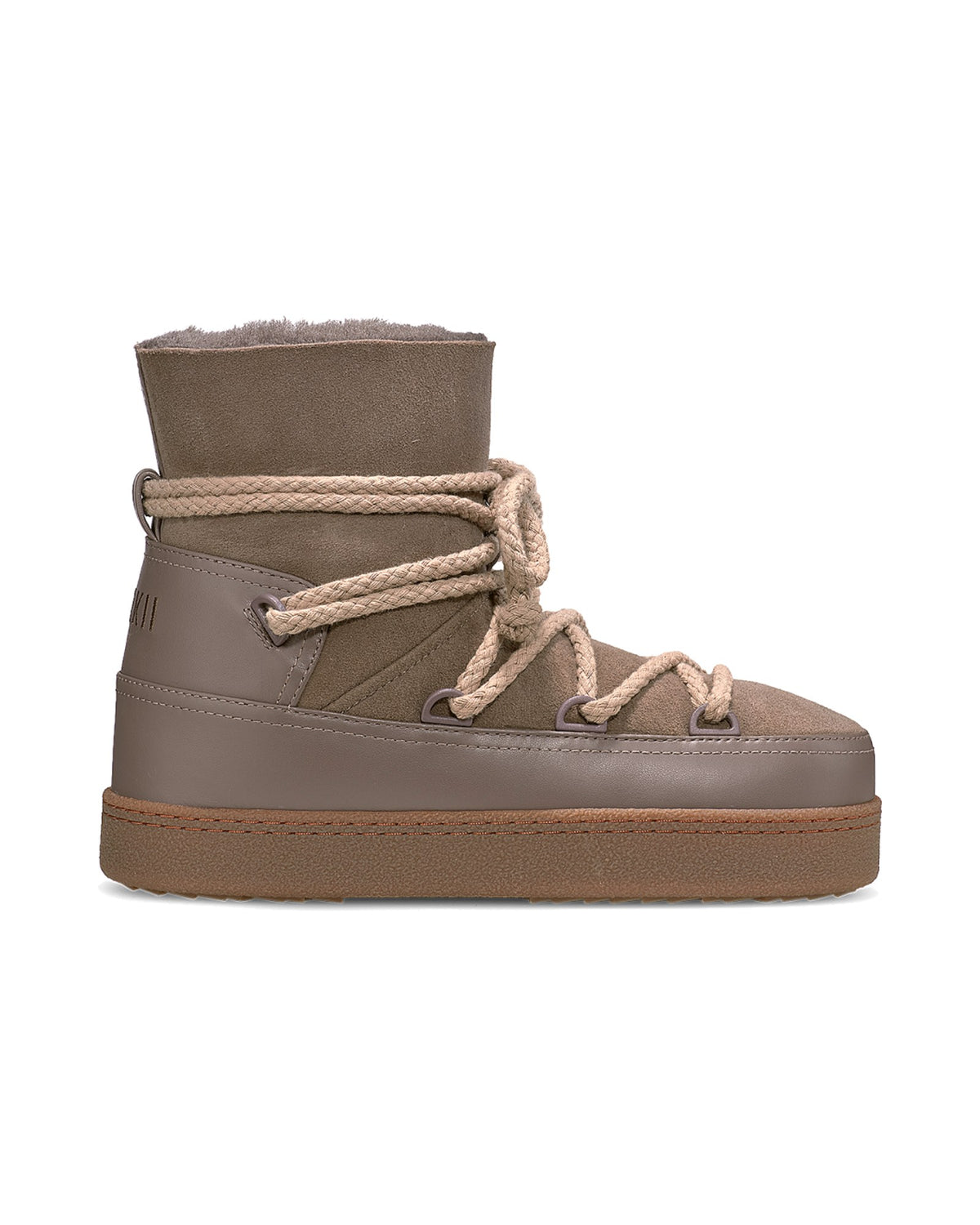 Stivale Inuikii Classic Boot in lana e pelle, colore Tortora, immagine 2 di 4