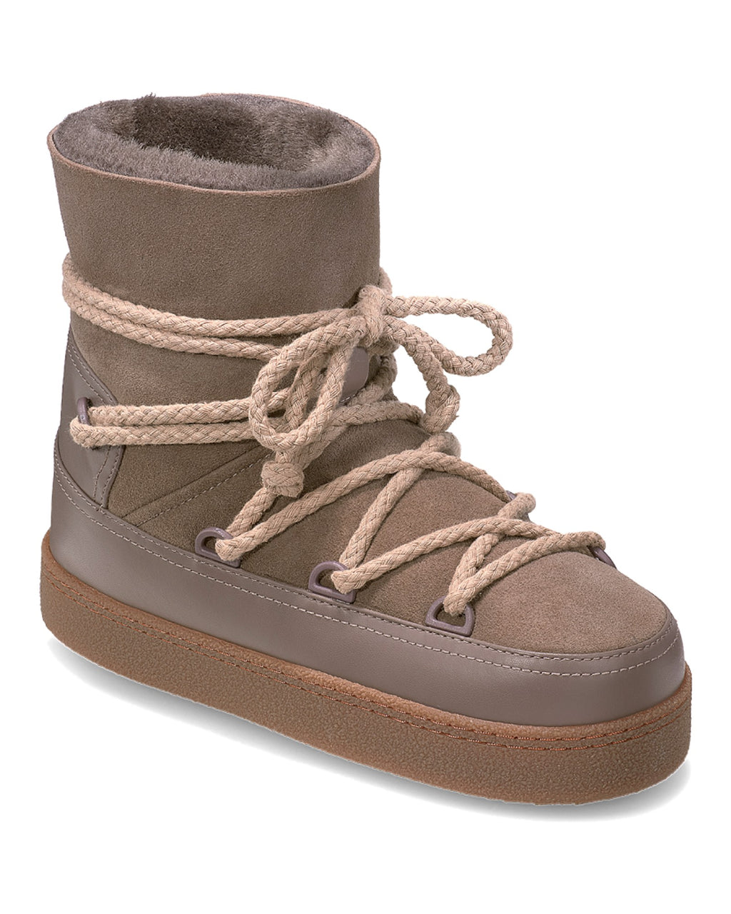 Stivale Inuikii Classic Boot in lana e pelle, colore Tortora, immagine 3 di 4