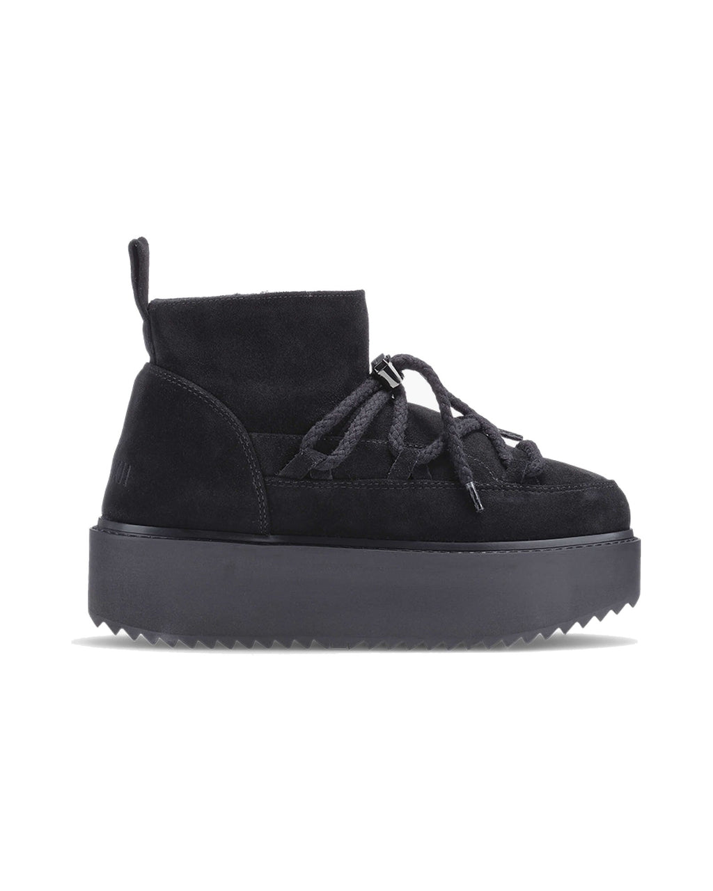 Sneakers con plateau Inuikii Classic Low Platform in pelle e lana, colore Nero, vista principale