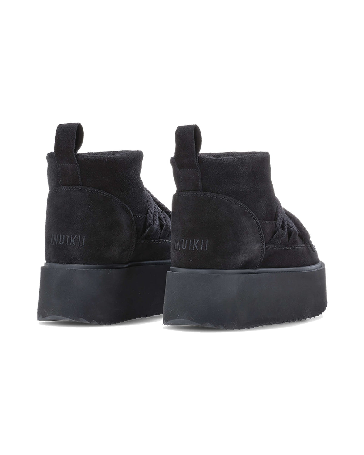 Sneakers con plateau Inuikii Classic Low Platform in pelle e lana, colore Nero, immagine 3 di 8